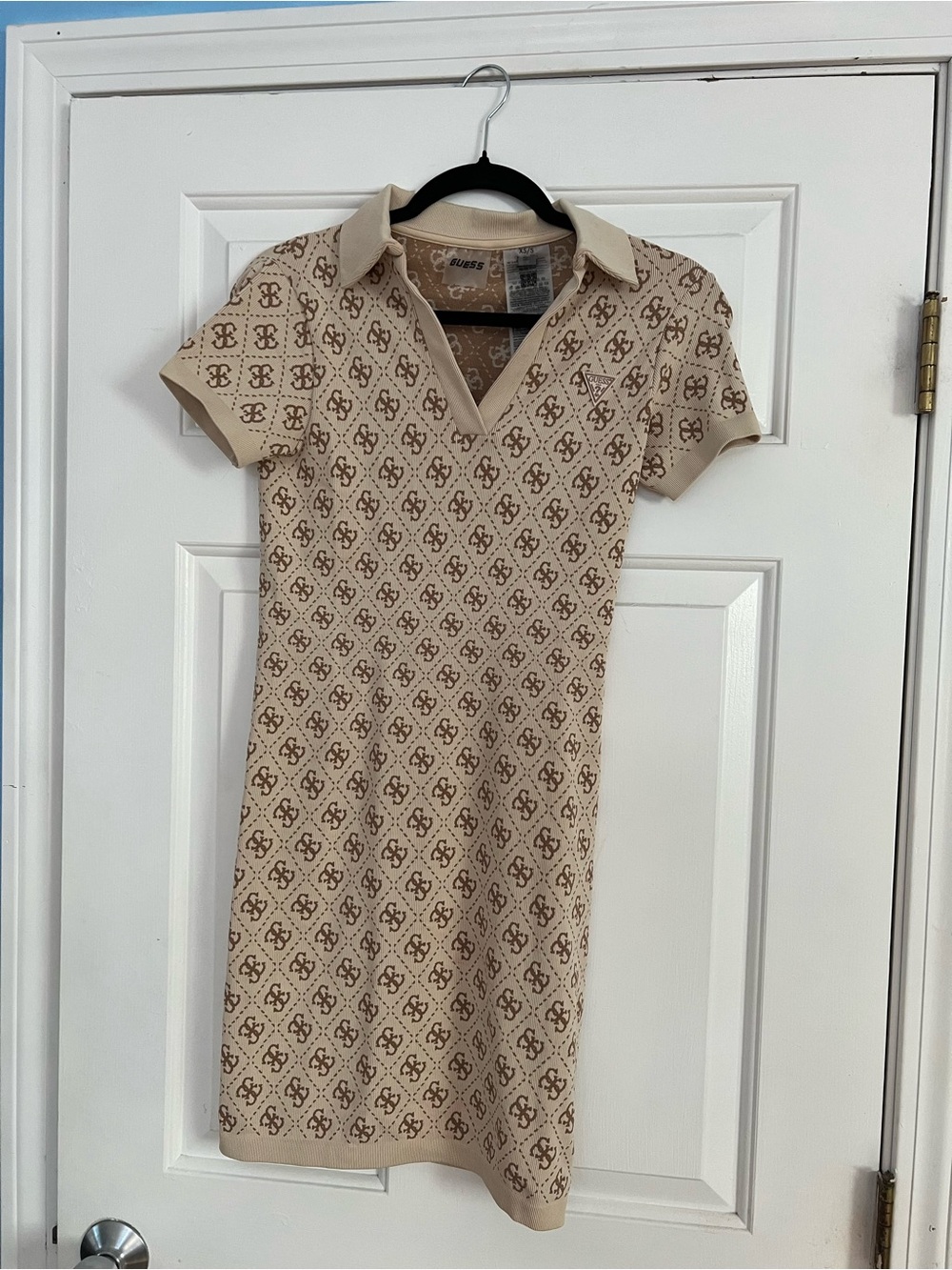 GUESS Beige Monogram Polo Mini Dress